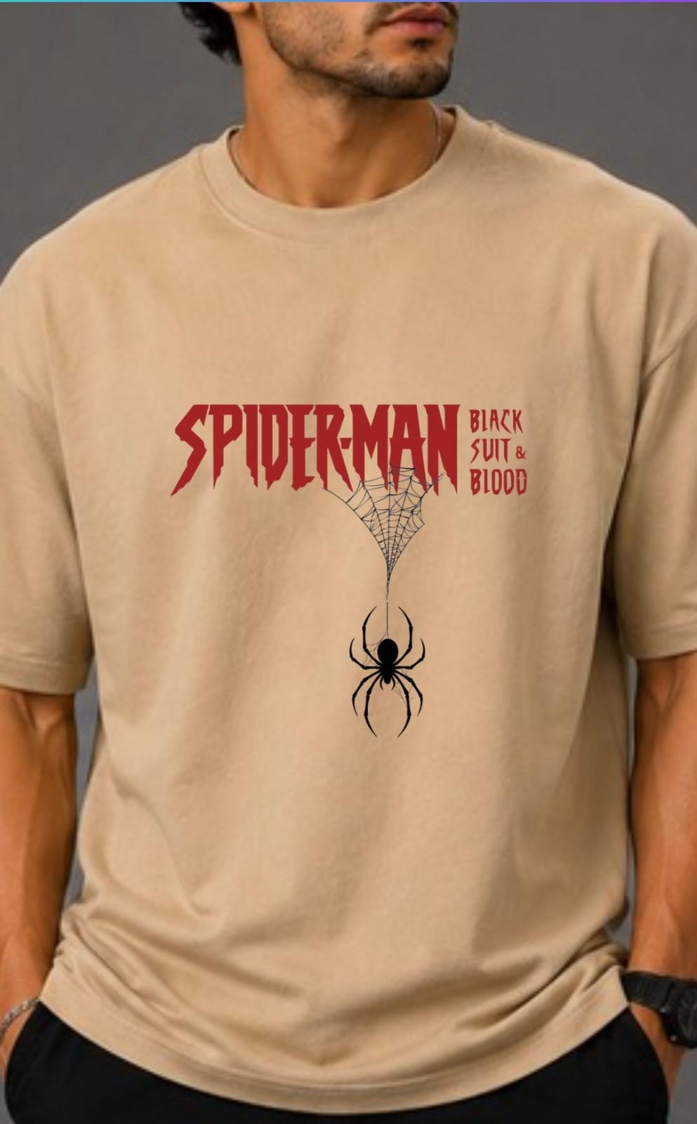 Spider Black and Red| Oversized in Desert Tan
