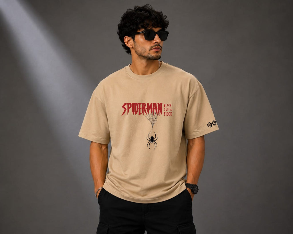 Spider Black and Red| Oversized in Desert Tan