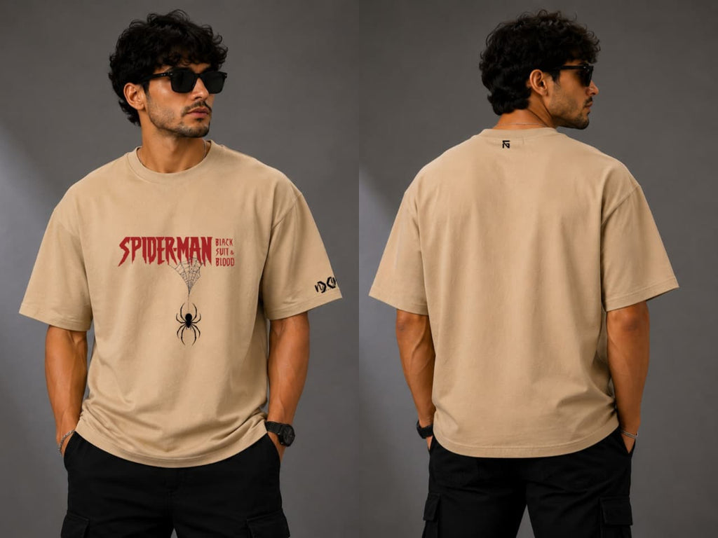 Spider Black and Red| Oversized in Desert Tan