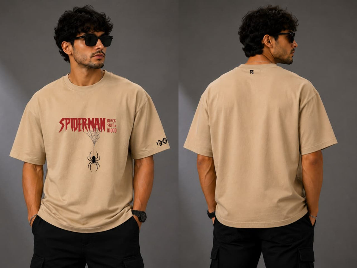 Spider Black and Red| Oversized in Desert Tan